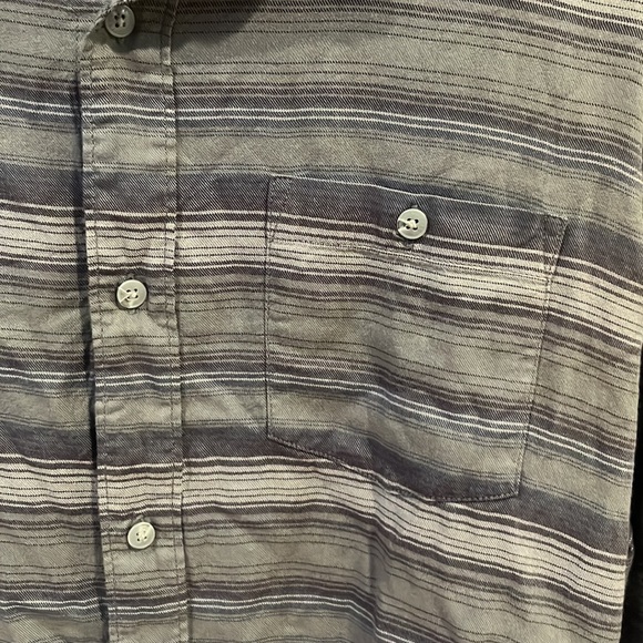 Travis Mathew Grey Horizontal Stripes Long Sleeve Button Down Shirt - Picture 2 of 8